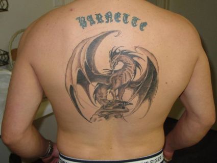 European Dragon Back Tattoo 